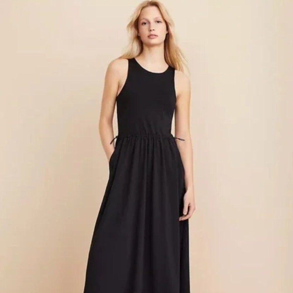 NWT LOU & GREY  Wanderweave Mixed Media Midi Pocket Dress Size XS